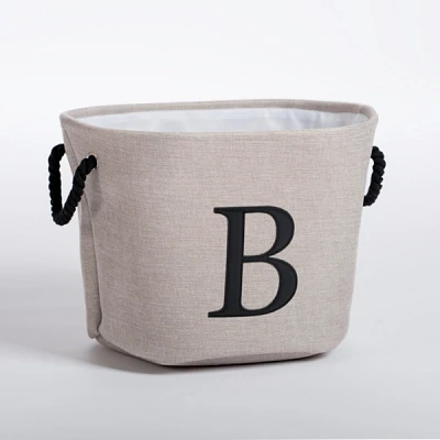 Gray Monogram B Rope Handle Storage Bin