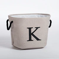 Gray Monogram K Rope Handle Storage Bin