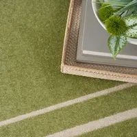 Green Bordered Indoor/Outdoor Area Rug