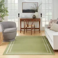 Green Bordered Indoor/Outdoor Area Rug