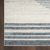 Blue Linear Sphere Washable Area Rug