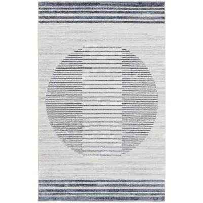Blue Linear Sphere Washable Area Rug