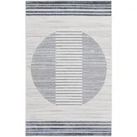 Blue Linear Sphere Washable Area Rug