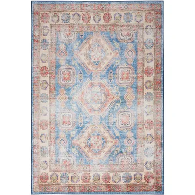 Fulton Blue Vintage Medallion Area Rug, 5x7