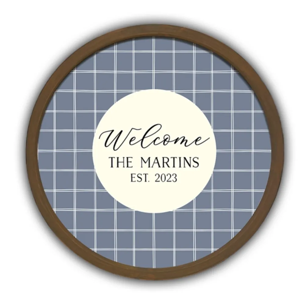 Personalized Welcome Plaid Frame Plaque