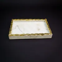 White and Gold Marble Vanity Tray