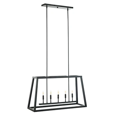 Black Double Canopy Industrial Chandelier