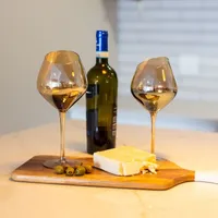 Gold Slanted Red Wine Glasses, Set of 2