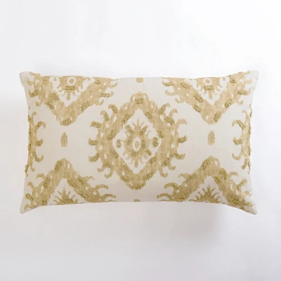 Taupe Washed Ikat Lumbar Pillow