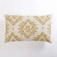 Taupe Washed Ikat Lumbar Pillow