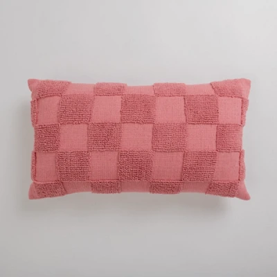 Mauve Checkerboard Lumbar Pillow