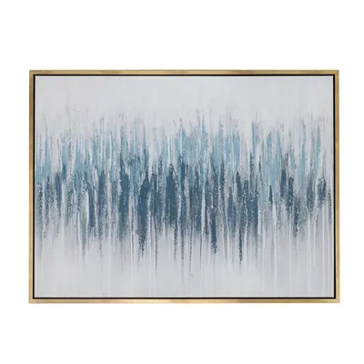 Blue Abstract Landscape Framed Canvas Art Print