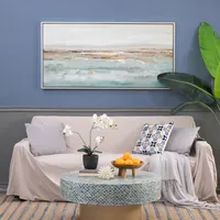 Blue and Neutral Landscape Framed Canvas Art Print
