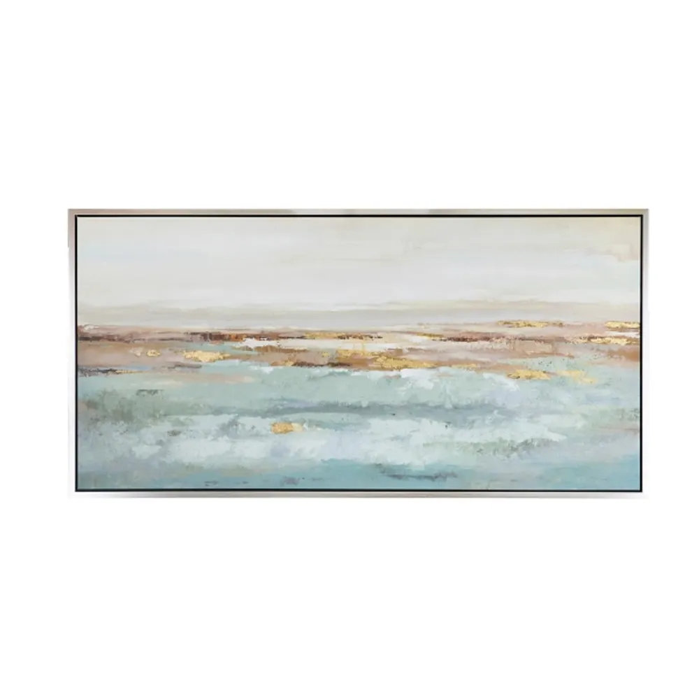 Blue and Neutral Landscape Framed Canvas Art Print