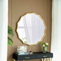 Gold Curved Sunburst Wall Mirror