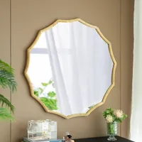 Gold Curved Sunburst Wall Mirror