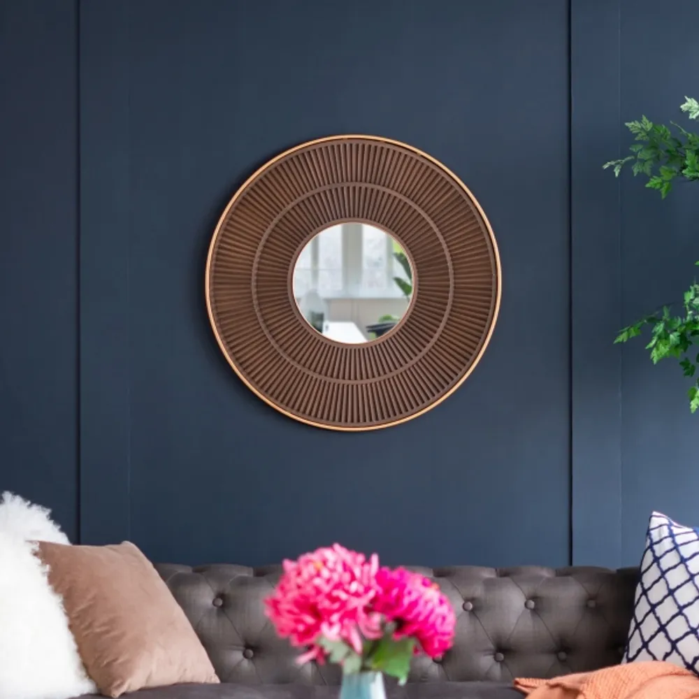 Brown and Gold Double Ribbed Wall Mirror