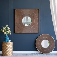 Brown and Gold Double Ribbed Wall Mirror