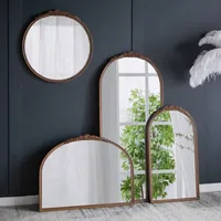 Round Wood Floral Scroll Wall Mirror