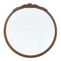 Round Wood Floral Scroll Wall Mirror