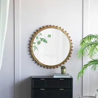 Round Natural Beaded Wall Mirror