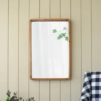 Rectangle Light Brown Wood Wall Mirror