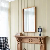 Rectangle Light Brown Wood Wall Mirror