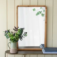 Rectangle Light Brown Wood Wall Mirror