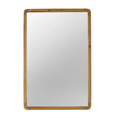 Rectangle Light Brown Wood Wall Mirror