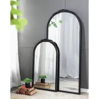 Long Arch Black Floral Scroll Mirror