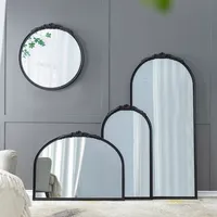 Long Arch Black Floral Scroll Mirror