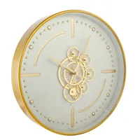 Round Gold Gears Wall Clock