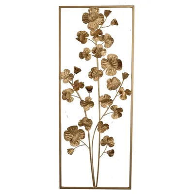Gold Iron Flowers Wall Plaque