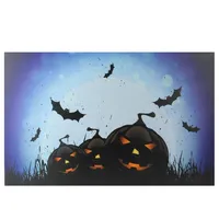 Pre-Lit Jack-o-Lantern and Bats Canvas Art Print