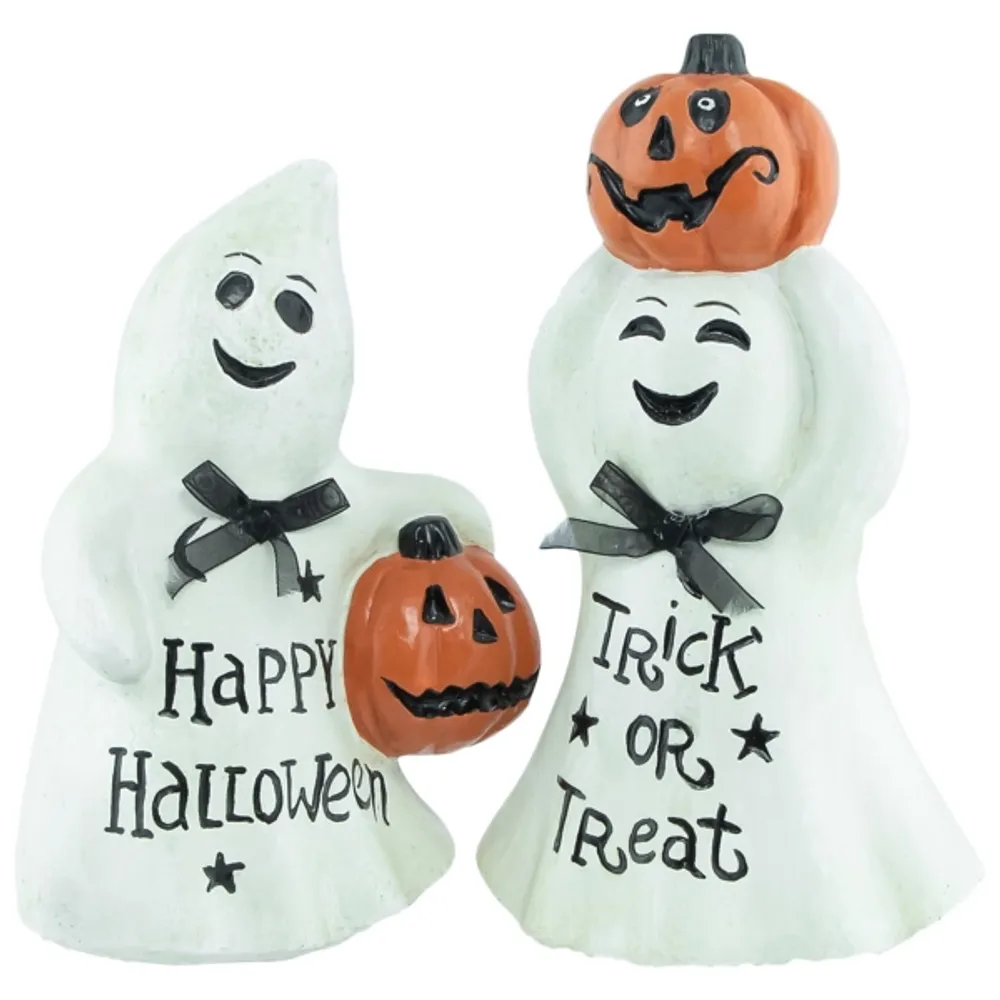 Ghosts and Jack-O-Lanterns Figurines, Set of 2