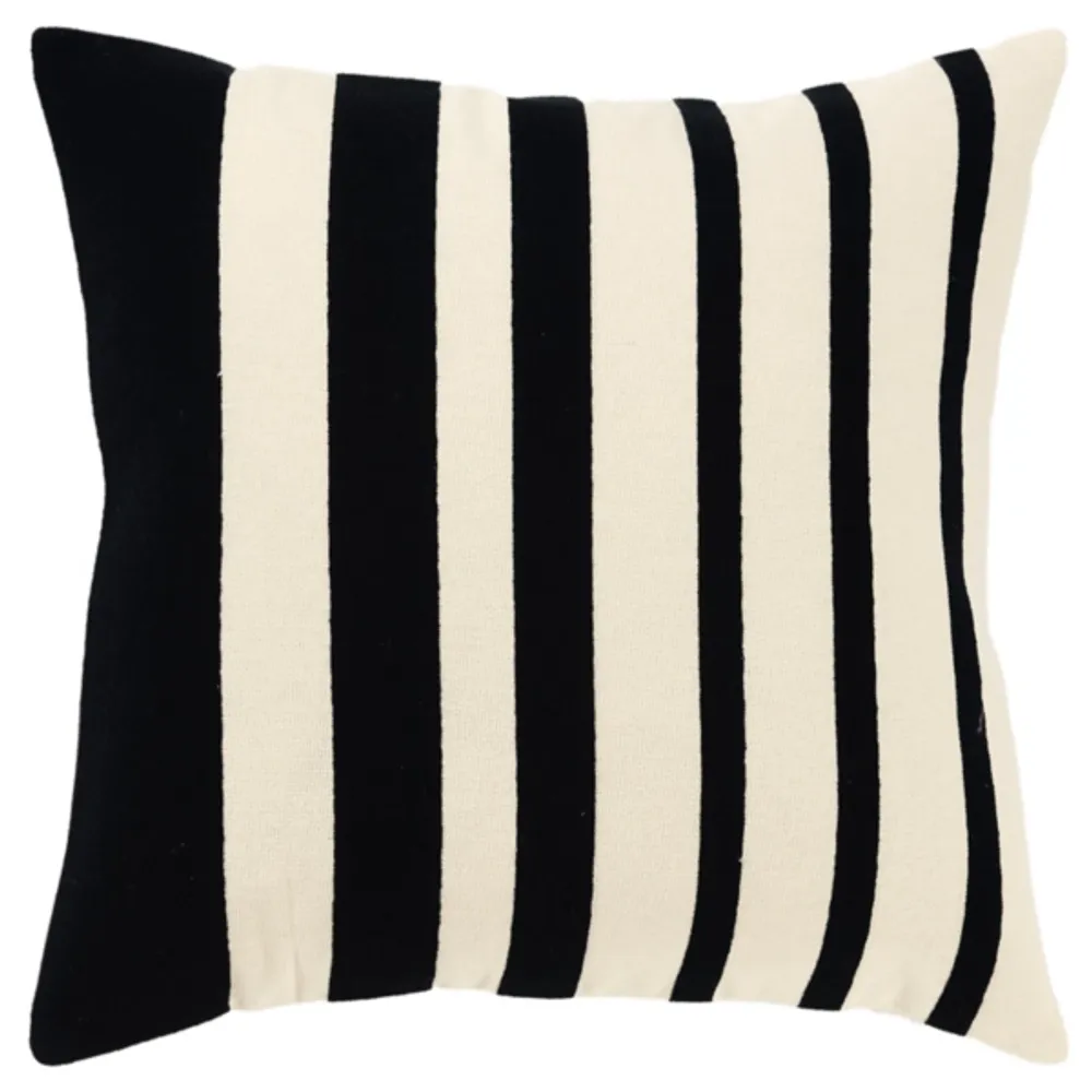 Black Asymmetrical Linear Throw Pillow