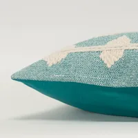 Teal Heathered Embroidered Diamond Throw Pillow