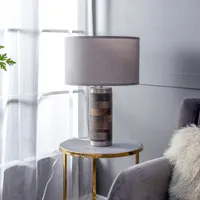 Mango Wood Cylinder Table Lamp