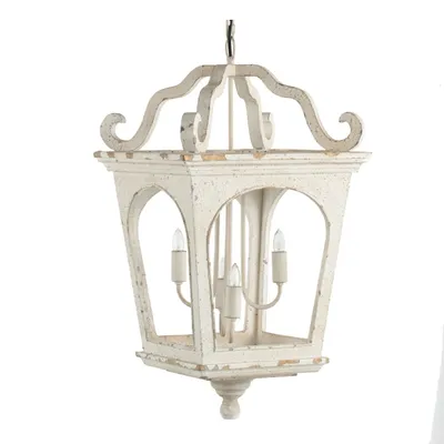 Distressed White Carriage Pendant Light