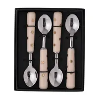 Ivory and Gold Resin 4-pc. Coffee Spoon Set