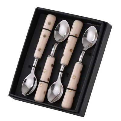 Ivory and Gold Resin 4-pc. Coffee Spoon Set