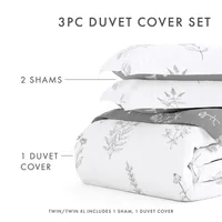 Gray Floral Reversible 2-pc. Twin Duvet Cover Set