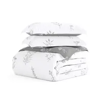 Gray Floral Reversible 2-pc. Twin Duvet Cover Set