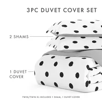 White Dotted Reversible 2-pc. Twin Duvet Cover Set