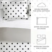 White Dotted Reversible 2-pc. Twin Duvet Cover Set