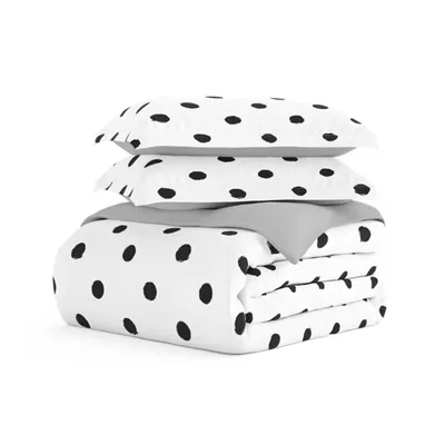 White Dotted Reversible 2-pc. Twin Duvet Cover Set
