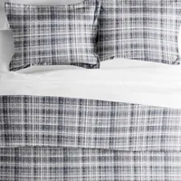 Navy Plaid Polka Dot 2-pc. Twin Duvet Cover Set