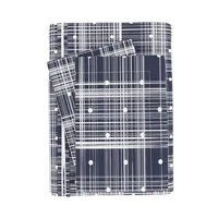 Navy Plaid Polka Dot 2-pc. Twin Duvet Cover Set