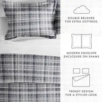 Navy Plaid Polka Dot 2-pc. Twin Duvet Cover Set