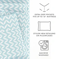 Blue and White Chevron 3-pc. Twin Sheet Set